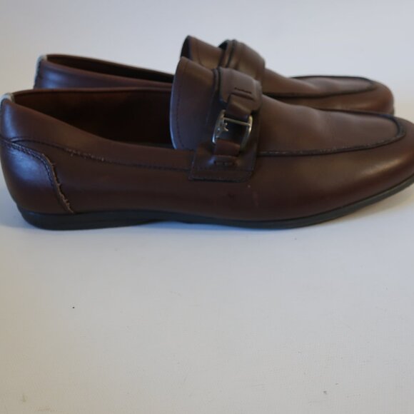 Mens Salvatore Ferragamo Brown Leather Flats Loafers Shoes 8.5 EE/EEE main image 8